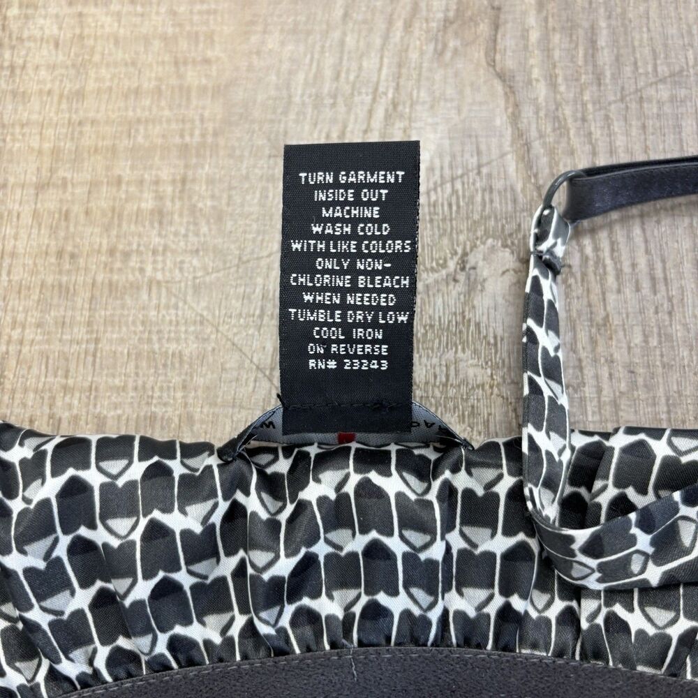 Vtg Y2K Geometric Black Gray Womens Tank XS Going Out Top Silky Layering Piece - Picture 4 of 11